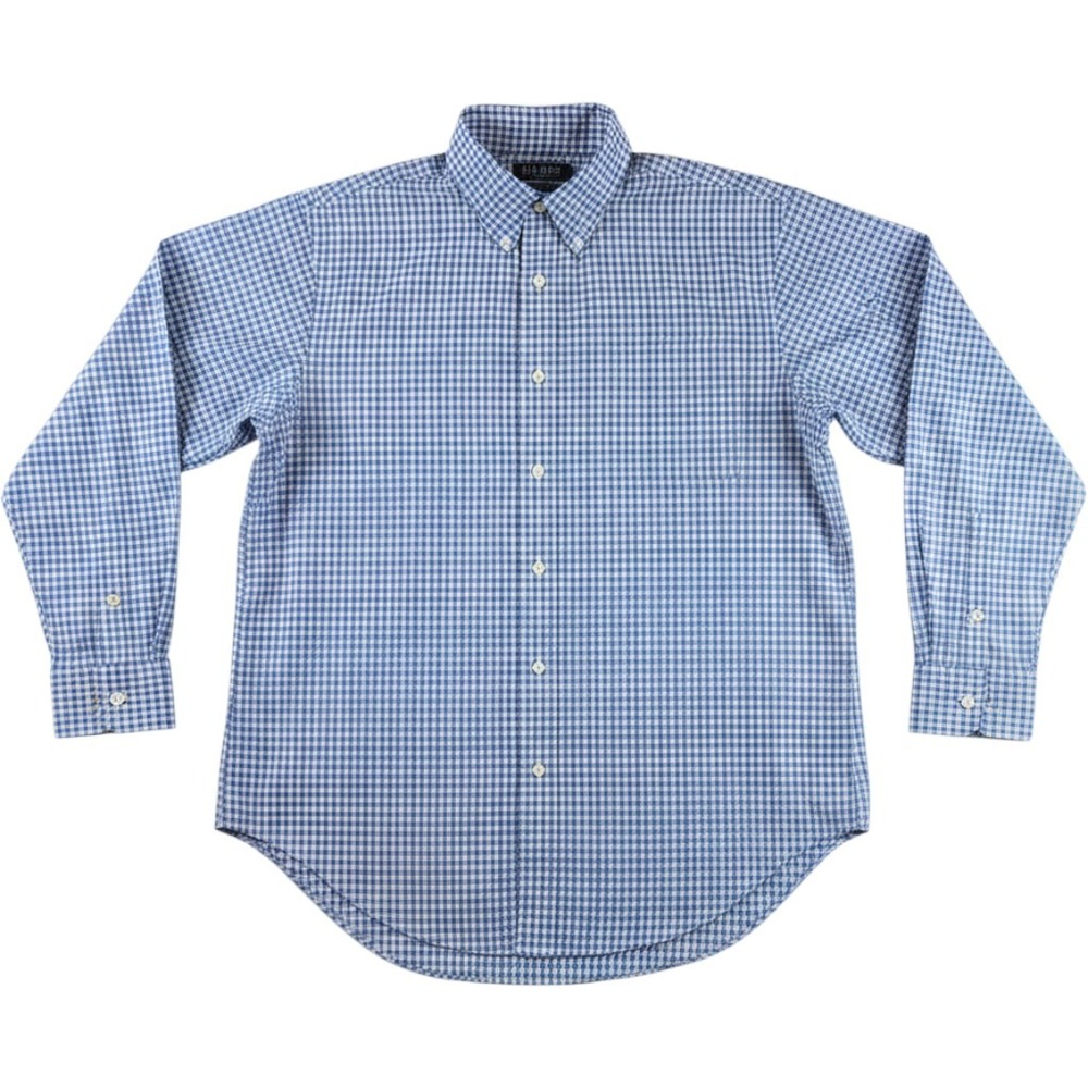 Lauren Ralph Lauren Mens 17 34/35 Classic Fit Non Iron Blue Gingham Dress Shirt - Picture 2 of 12